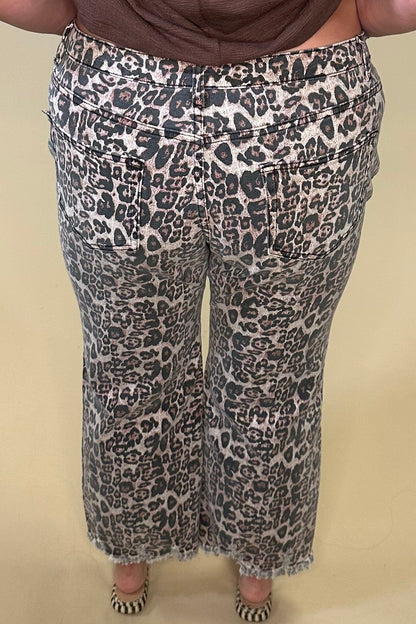 Leopard Printed Pant w/Freyed Ankle BOTTOMS STERLINGKREEK 