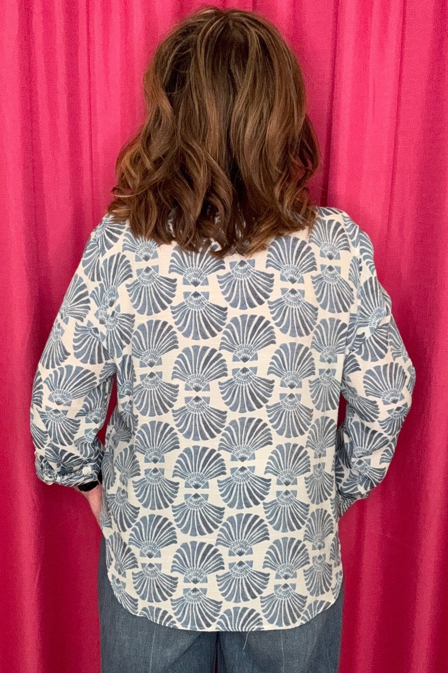 Long Sleeve Printed Button Down MISSY TOP SPECIAL ZAC &amp; RACHEL 