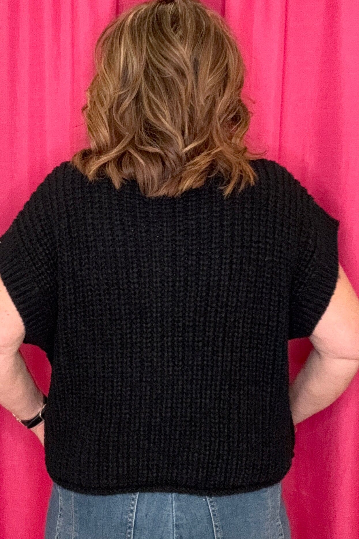 Cable Knit Vest w/Buttons &amp; Pockets JRTOP CASUAL TOP VERYJ 