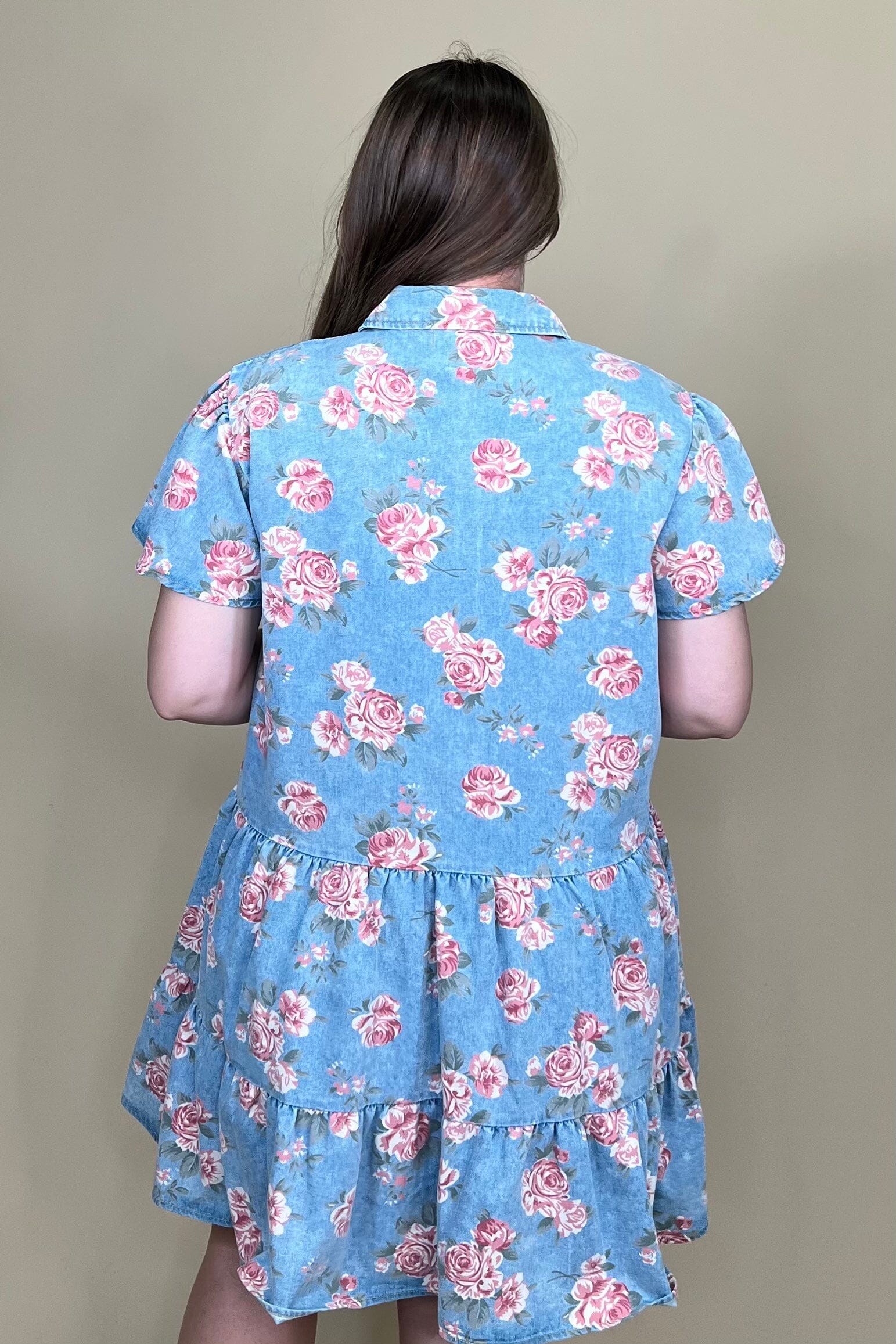 Floral Print Denim Dress DRESS:~~Unassigned~~ SOUTHERN GRACE 