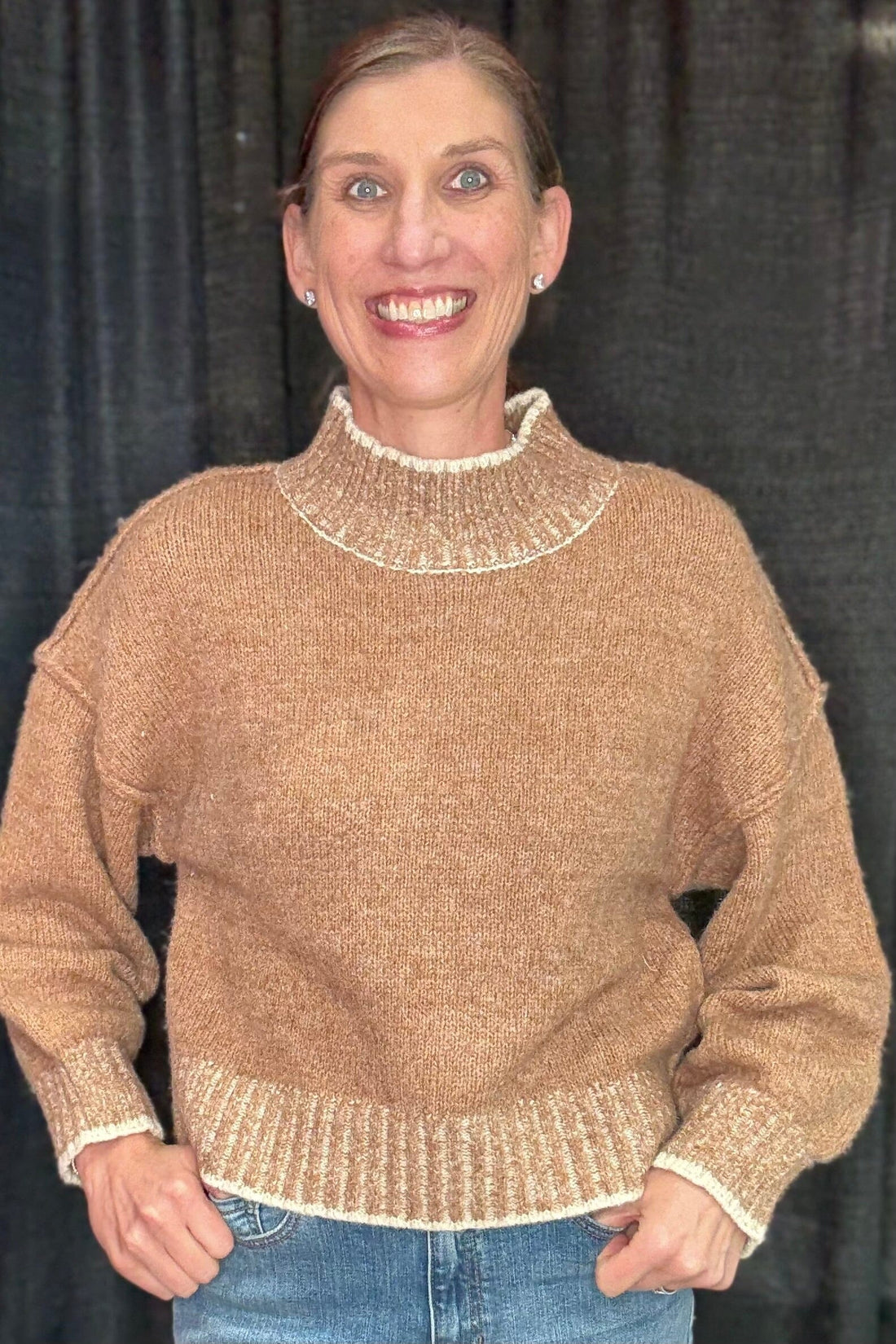 Long Sleeve Sweater w/Striped Edge SWEATER VERYJ 