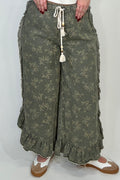 Ruffle Hem Floral Pant