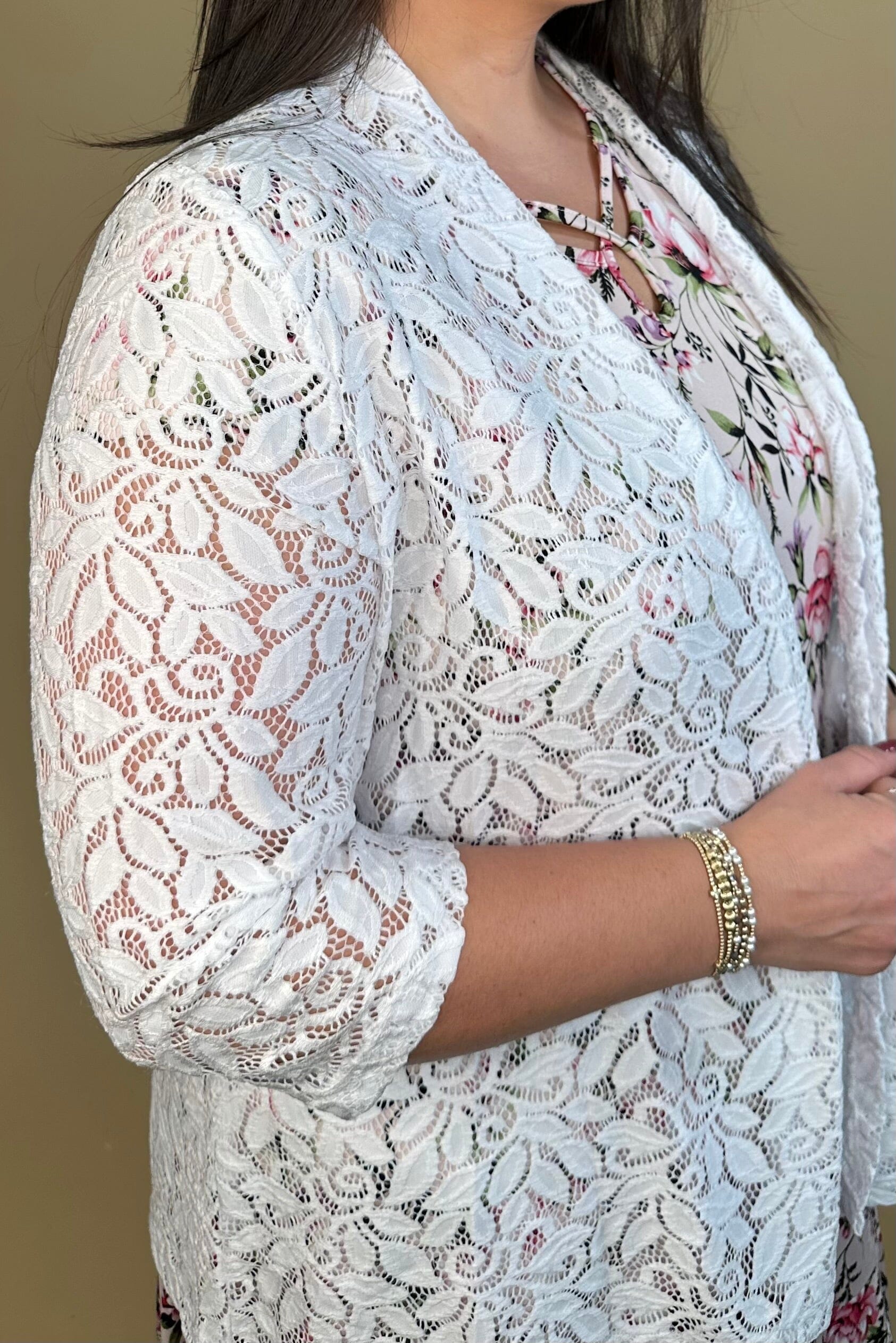 3/4 Sleeve Lace Cardigan OUTFIT COMPLETER SOUTHERN LADY 
