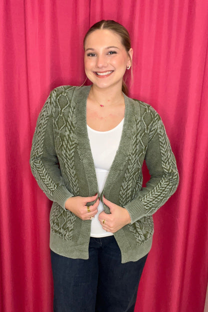 Long Sleeve Textured Cardigan w/Pockets OUTFIT COMPLETER SOUTHERN LADY 