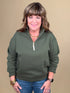 Fleece Half Zip Sweatshirt JRTOP CASUAL TOP ZENANA ARMYGREEN S 