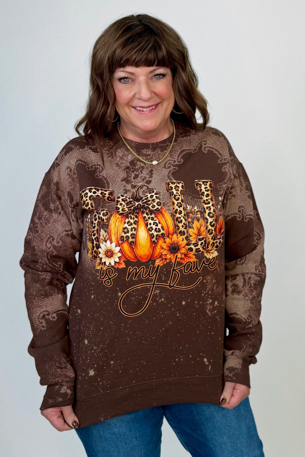 Fall Is My Fave Bleach Sweatshirt MISSY BASIC KNIT:~~Unassigned~~ ENVEE MEE 