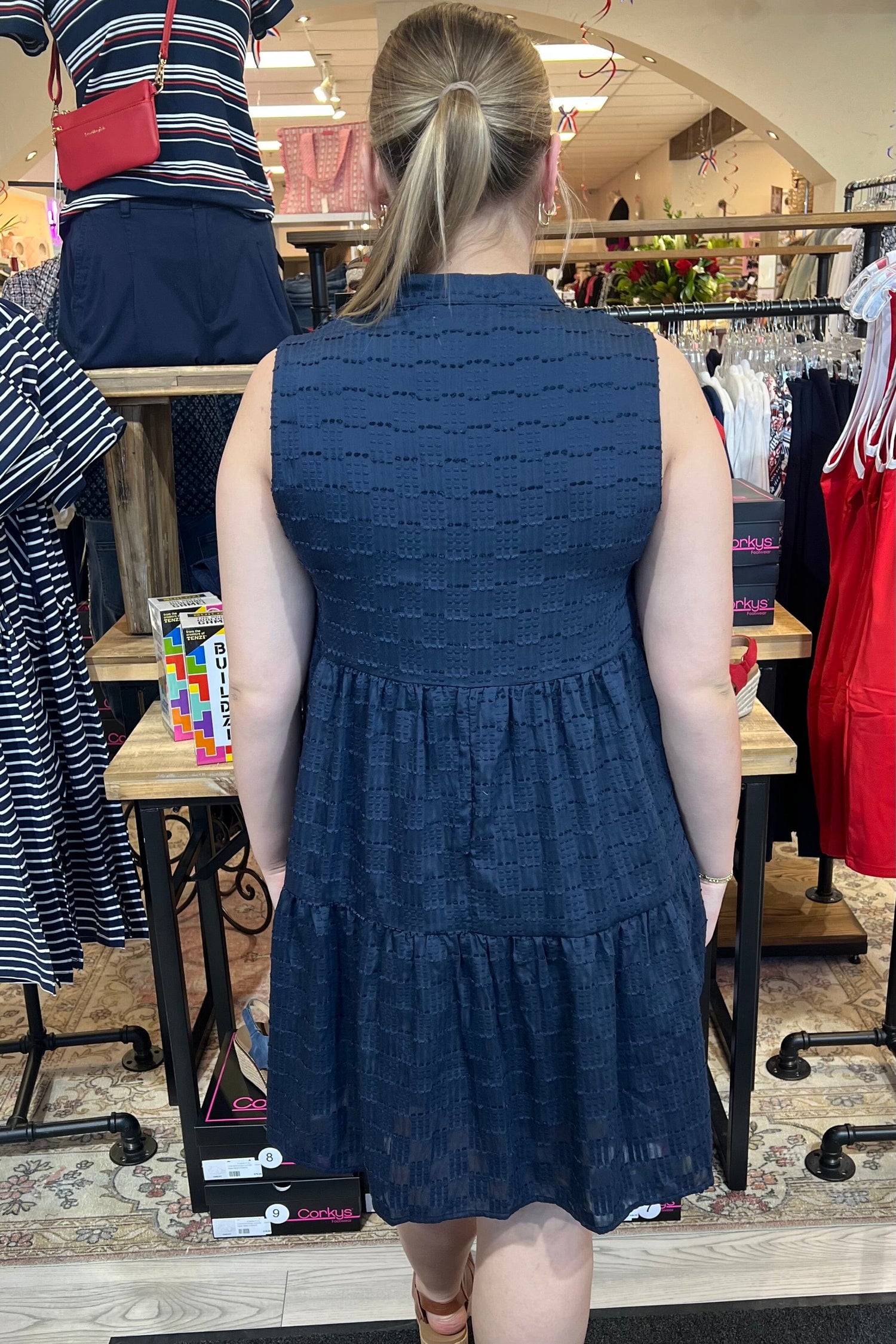 Sleeveless Tiered &amp; Textured Dress DRESS SOUTHERN GRACE 