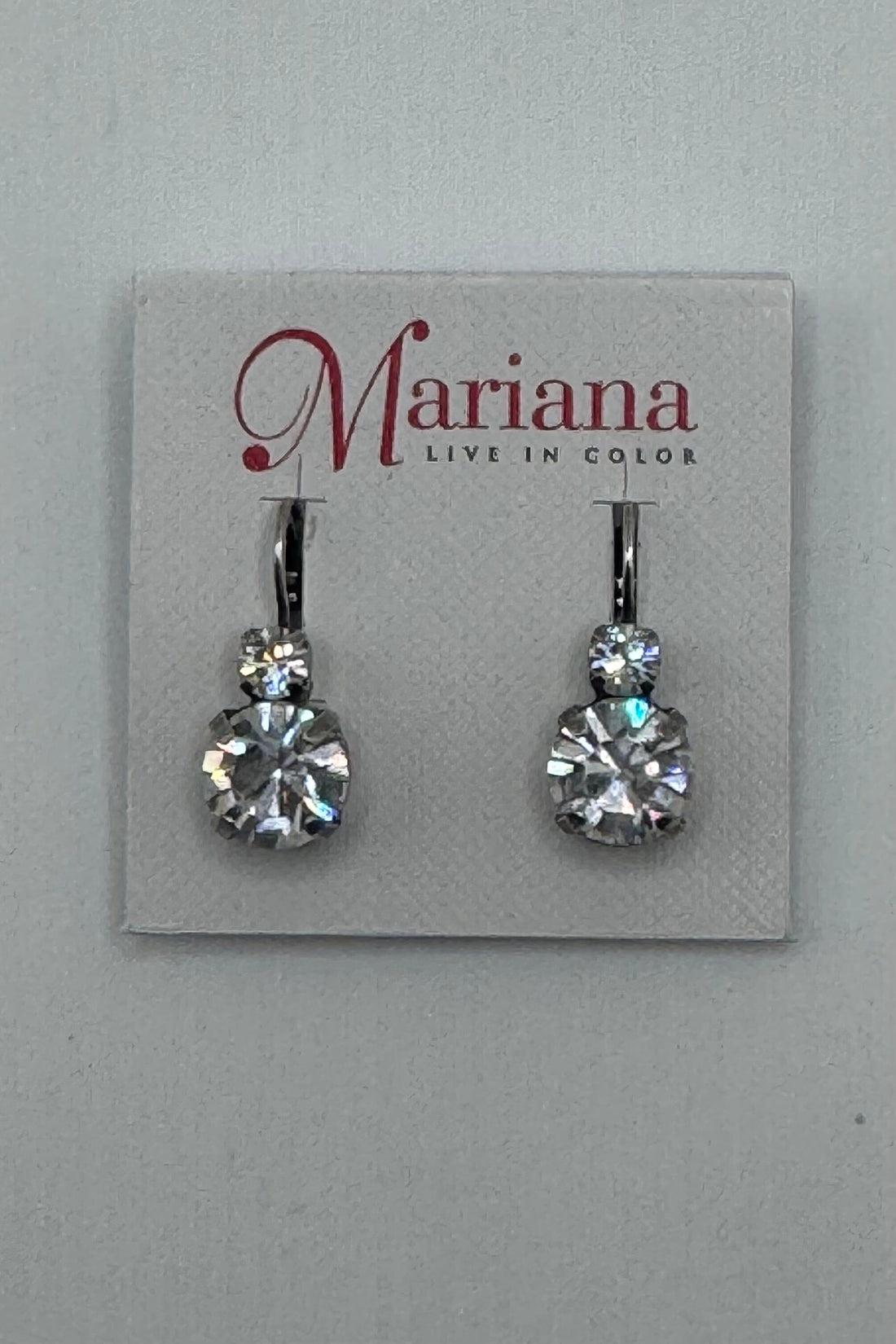 Lovable Double Stone Leverback Earrings in Clear Silver Plated BETTERBRANDJEWELRY Mariana