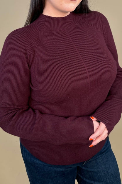 Long Sleeve Turtleneck Sweater - Dark Oxblood MISSY BASIC KNIT:~~Unassigned~~ LIVERPOOL 