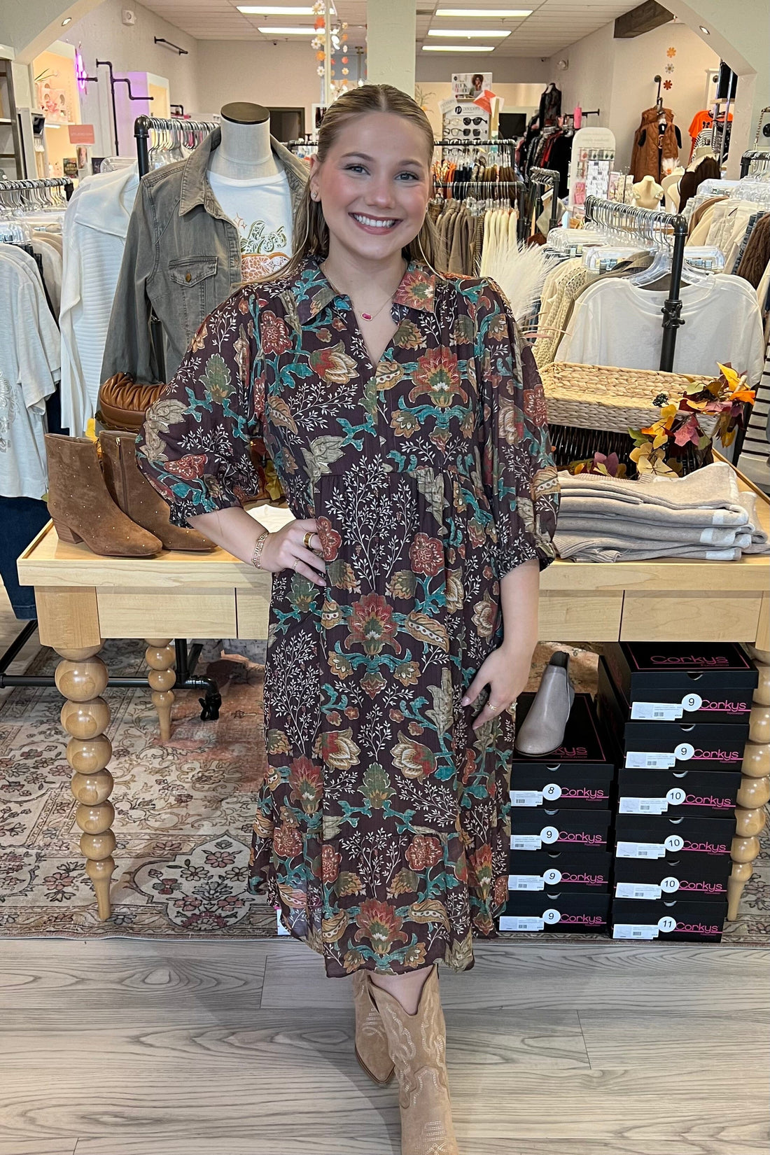 Short Sleeve Printed Dress w/Collar DRESS UMGEE 