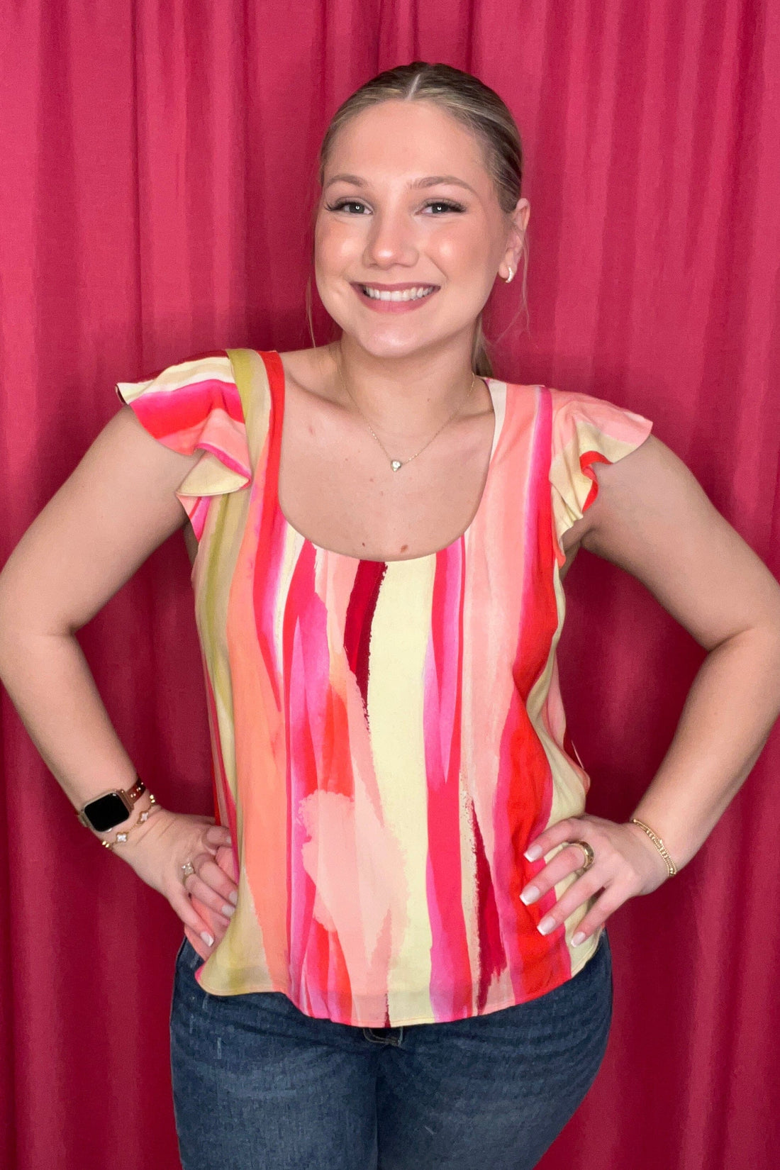 Flutter Sleeve Scoop Neck Woven Top MISSY TOP SPECIAL LIVERPOOL 