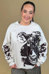 Big Brown Cow Crew Neck Sweatshirt MISSY BASIC KNIT:~~Unassigned~~ ENVEE MEE 