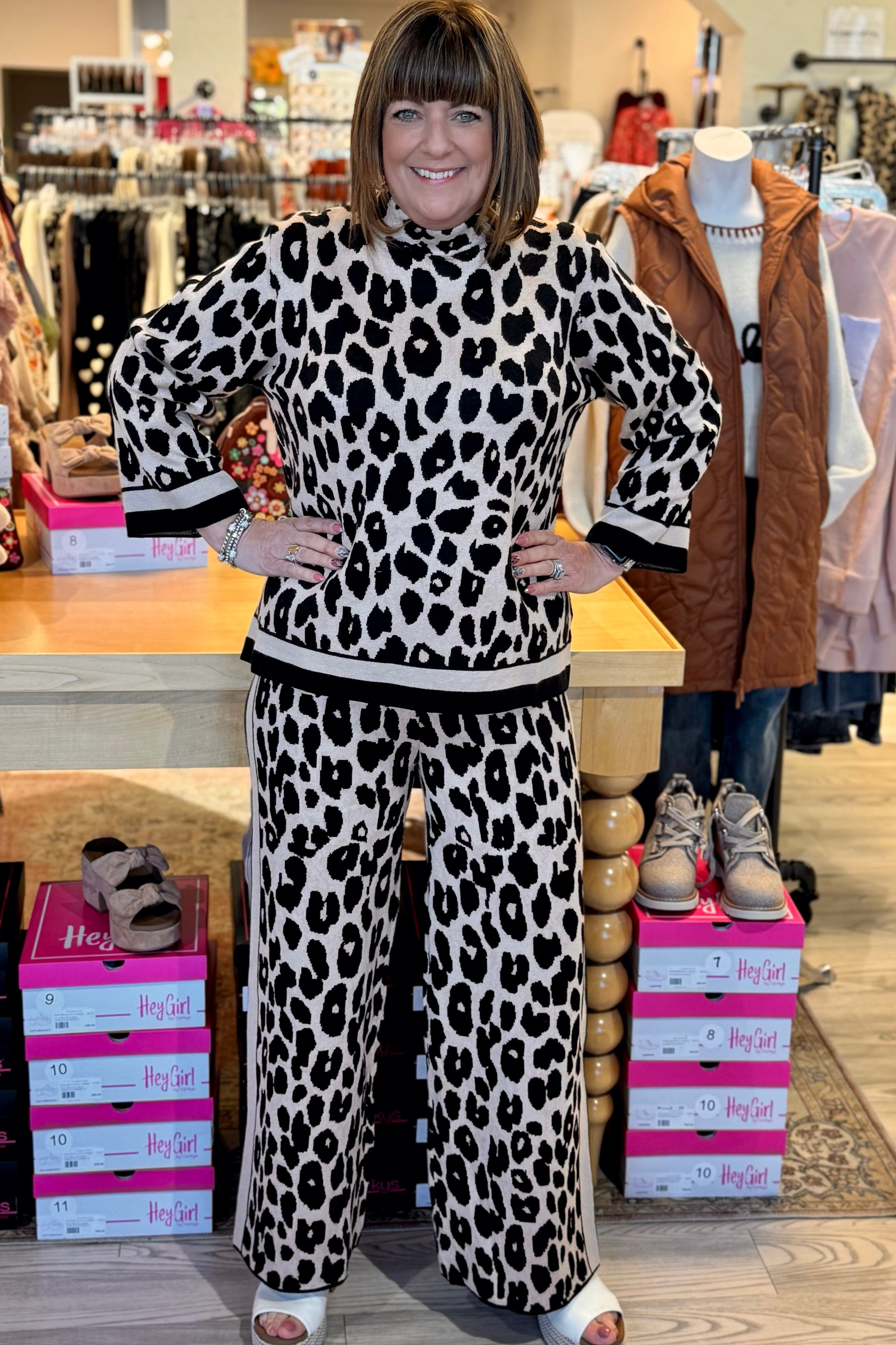 Animal Print Long Sleeve Pullover JRTOP CASUAL TOP ENTRO 