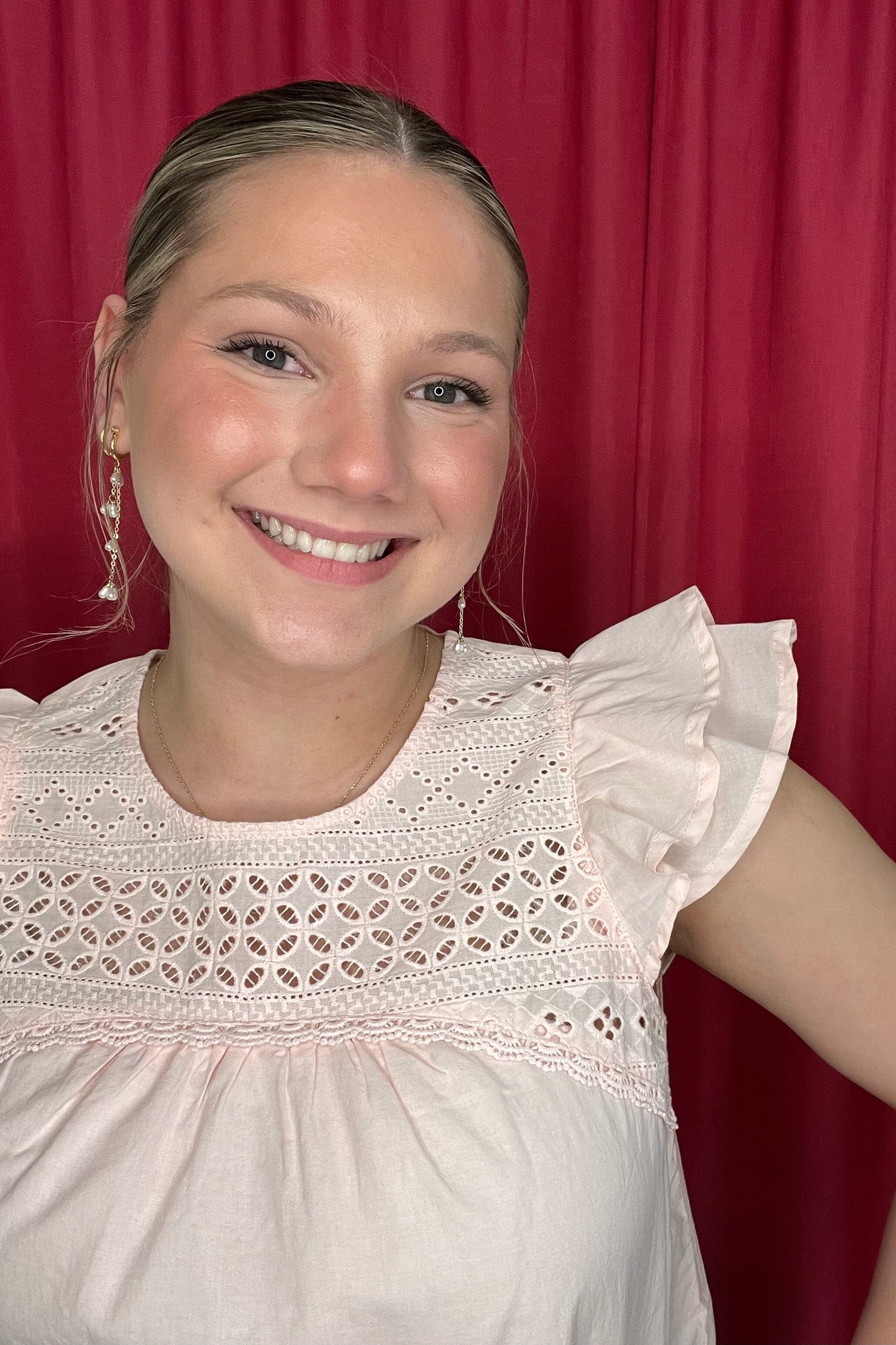 Double Flutter Sleeve Woven Blouse w/Embroidery MISSY TOP SPECIAL LIVERPOOL 