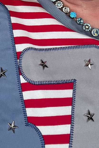 1776 On A Short Sleeve Striped Top JRTOP CASUAL TOP SOUTHERN GRACE 