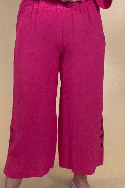 Pull On Cropped Pant w/Button Detail BOTTOMS CREATION 