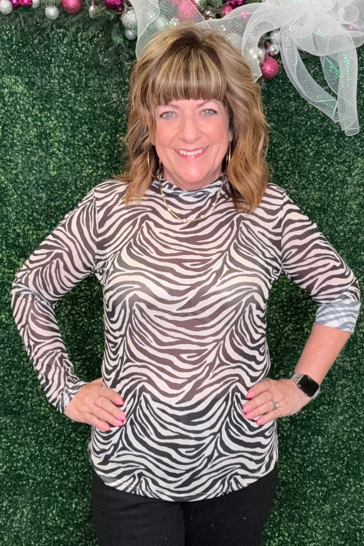 Cowgirl Safari Zebra Mesh MISSY BASIC KNIT STERLINGKREEK 