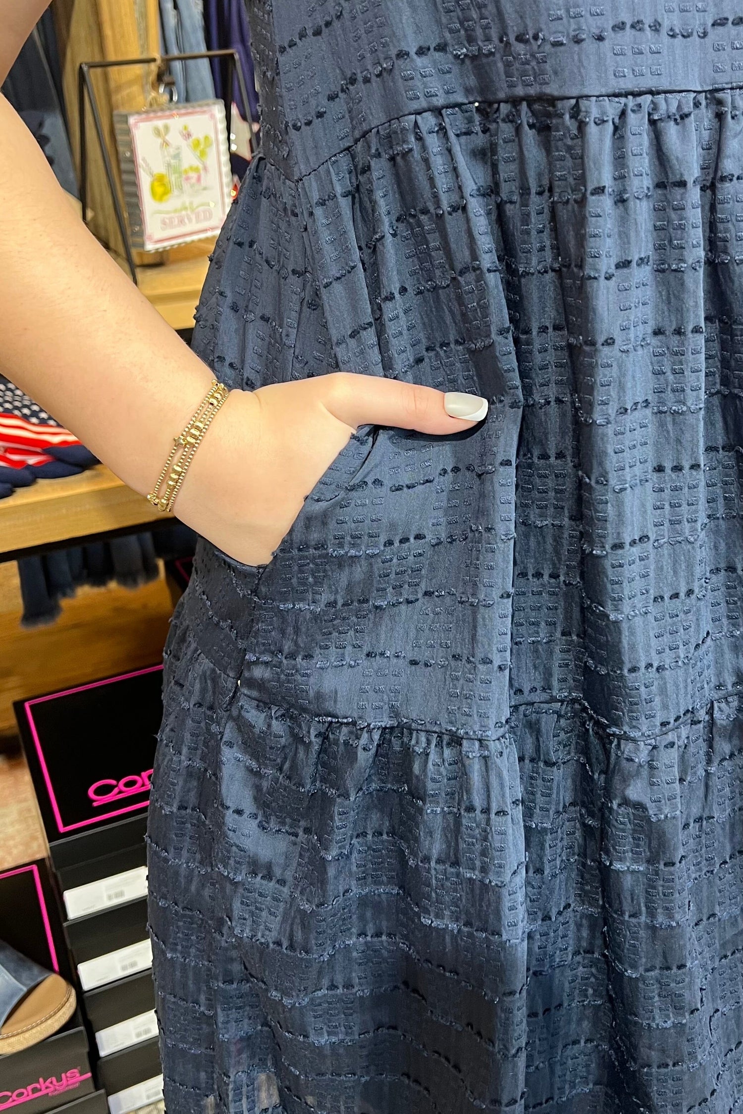 Sleeveless Tiered &amp; Textured Dress DRESS SOUTHERN GRACE 