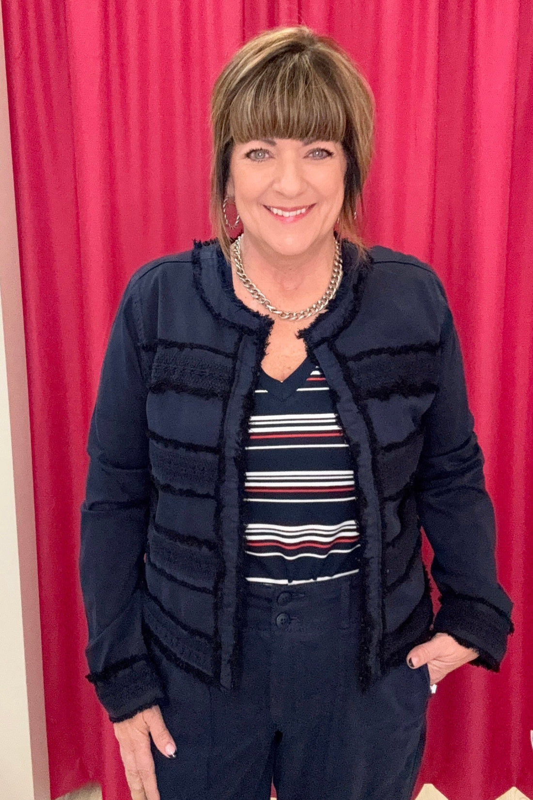 Collarless Jacket w/Fray & Lace OUTFIT COMPLETER LIVERPOOL