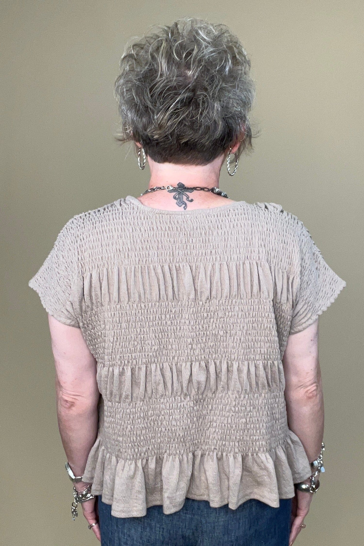 Boxy Cut Smocked Top JRTOP CASUAL TOP VERYJ 