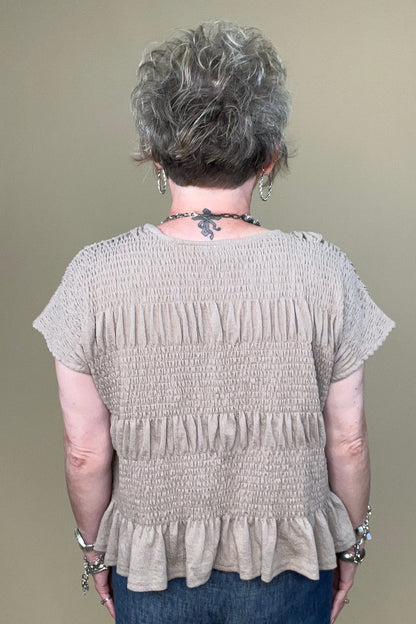 Boxy Cut Smocked Top JRTOP CASUAL TOP VERYJ 