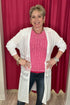 Long Textured Cardigan OUTFIT COMPLETER KEREN HART WHT S 