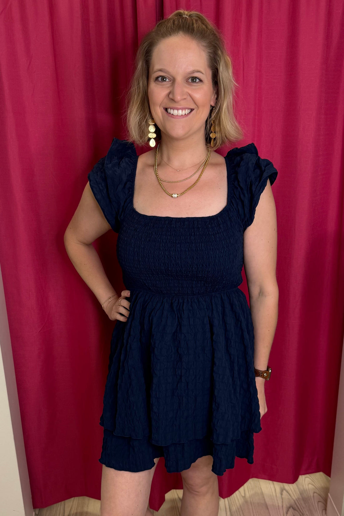 Square Neck Crape Dress DRESS SIMPLY SOUTHERN 