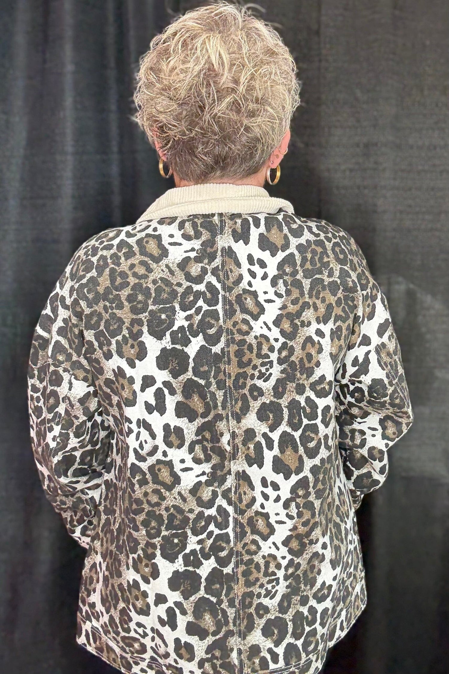 Long Sleeve Leopard Jacket w/Collar OUTFIT COMPLETER VERYJ 