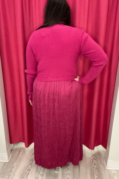 Long Sleeve Twofer Maxi Dress w/Lining DRESS TRIBAL 