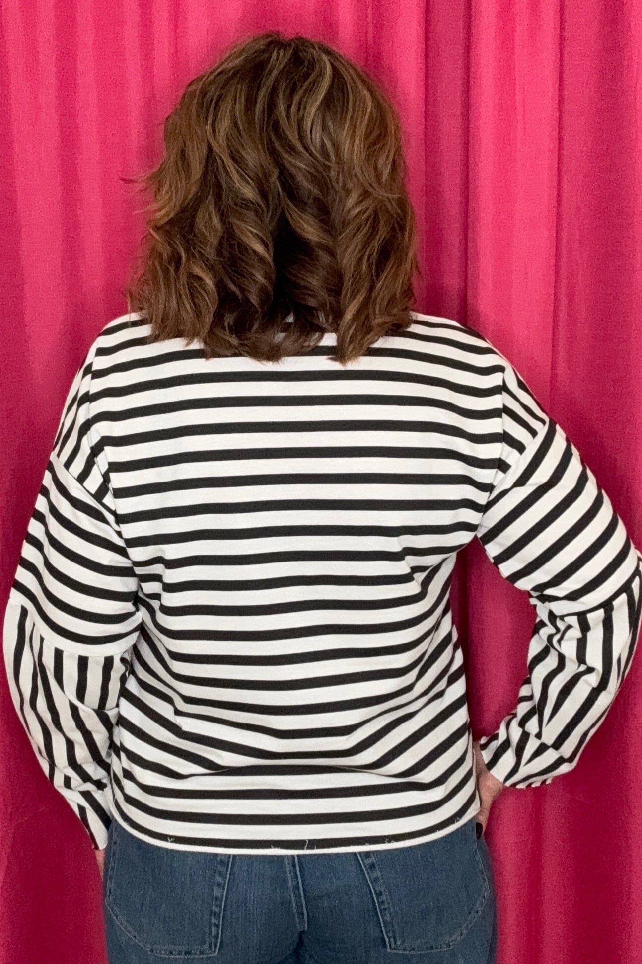 Long Sleeve Striped Top w/Halloween Sequin Patches MISSY BASIC KNIT SUGAR STITCH 