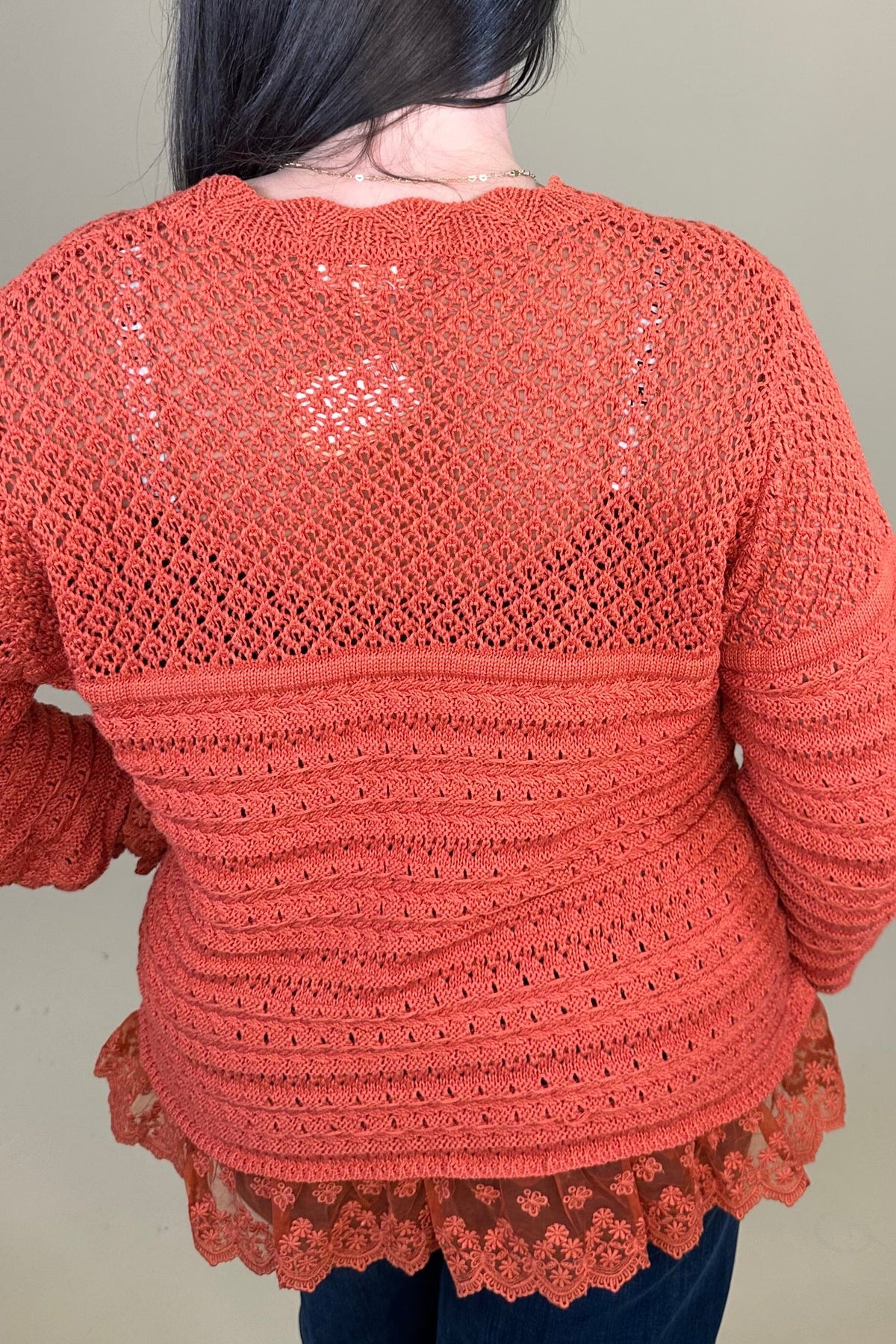 Lace Detail Sweater JRTOP CASUAL TOP:~~Unassigned~~ EASEL 