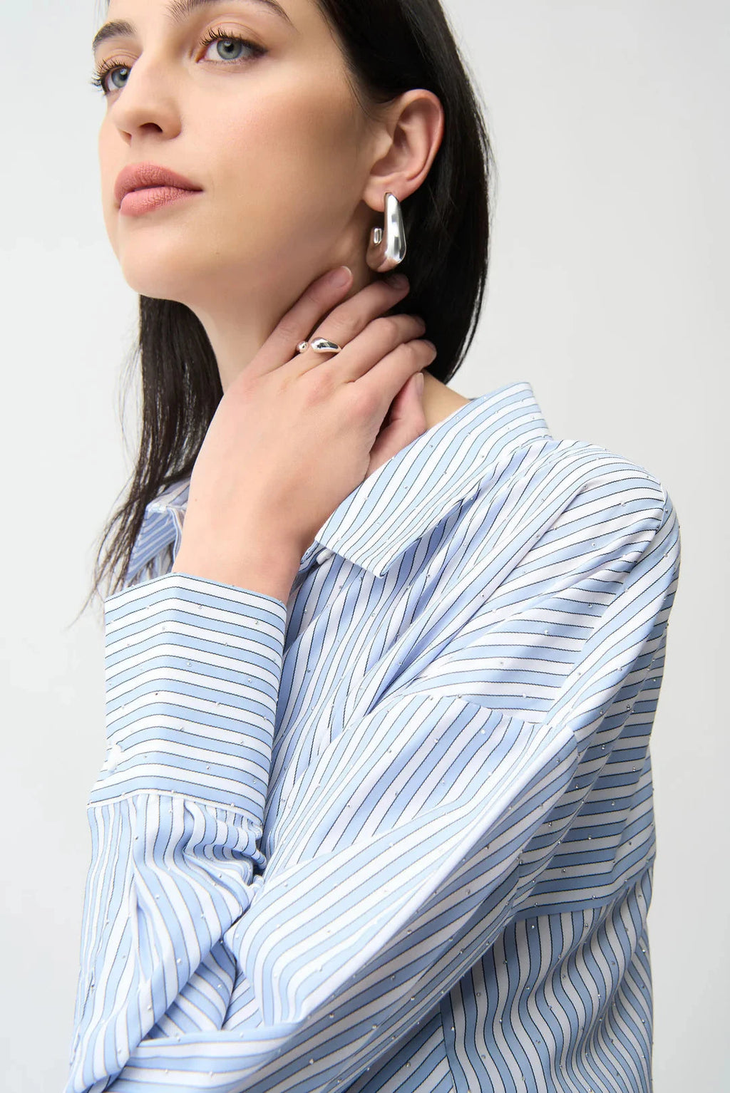 Long Sleeve Button Down Top w/Rhinestones MISSY TOP SPECIAL JOSEPH RIBKOFF 