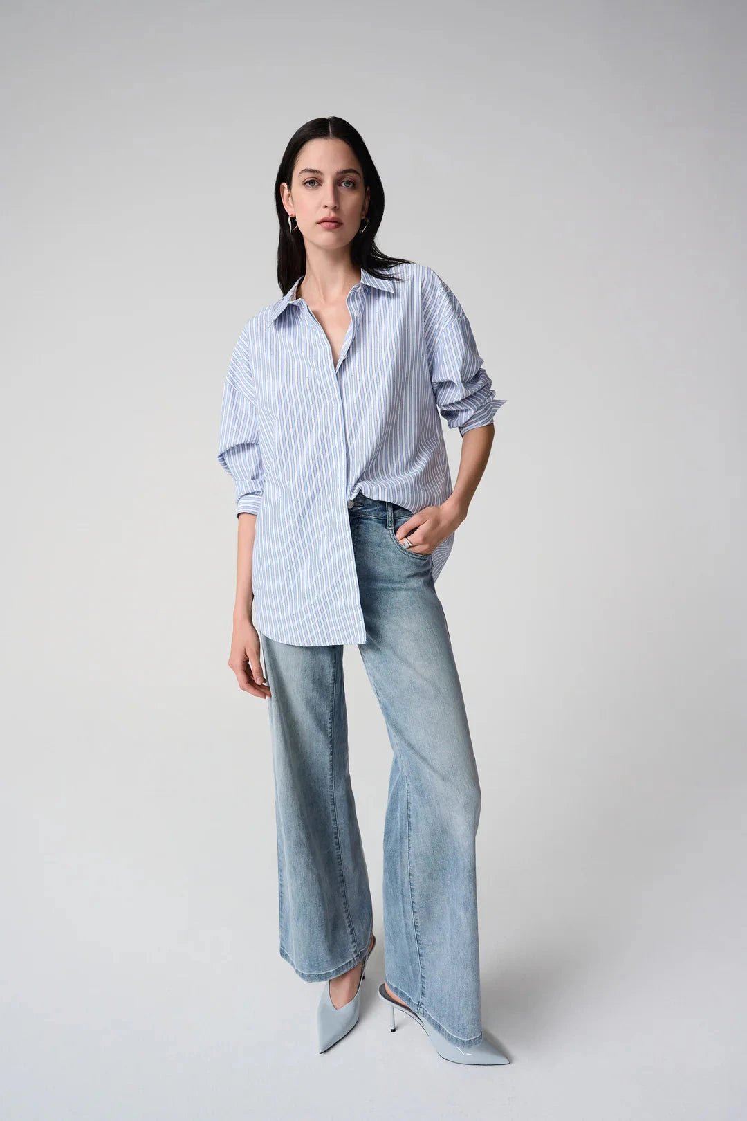 Long Sleeve Button Down Top w/Rhinestones MISSY TOP SPECIAL JOSEPH RIBKOFF 