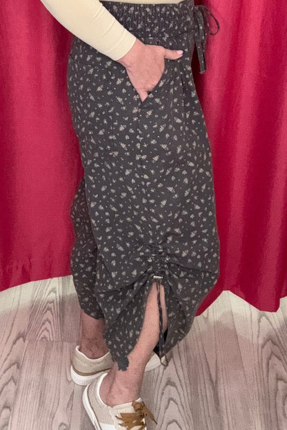 Floral Printed Twill Pant w/ Side Ties BOTTOMS EASEL 