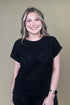 Cap Sleeve Crew Neck Top - Black MISSY TOP SPECIAL TRIBAL 
