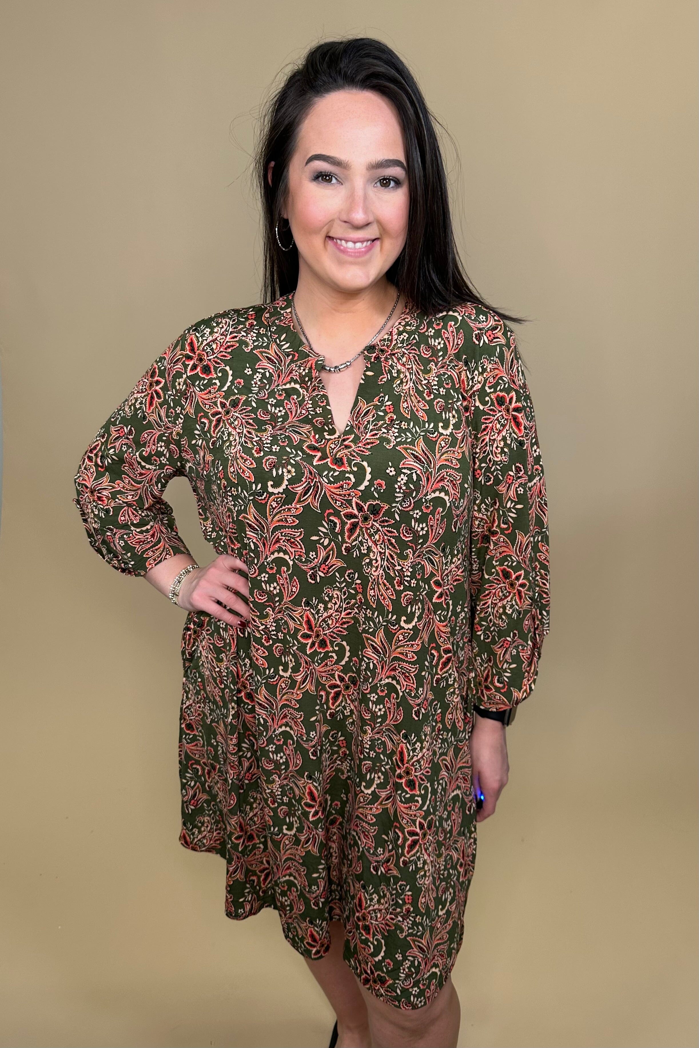 Printed Dress w/V-Neck DRESS DEAR SCARLETT 