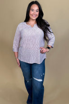 Striped Knit 3/4 Sleeve Top MISSY TOP SPECIAL SOUTHERN LADY 