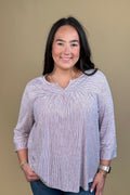 Striped Knit 3/4 Sleeve Top MISSY TOP SPECIAL SOUTHERN LADY 