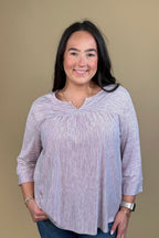 Striped Knit 3/4 Sleeve Top MISSY TOP SPECIAL SOUTHERN LADY 