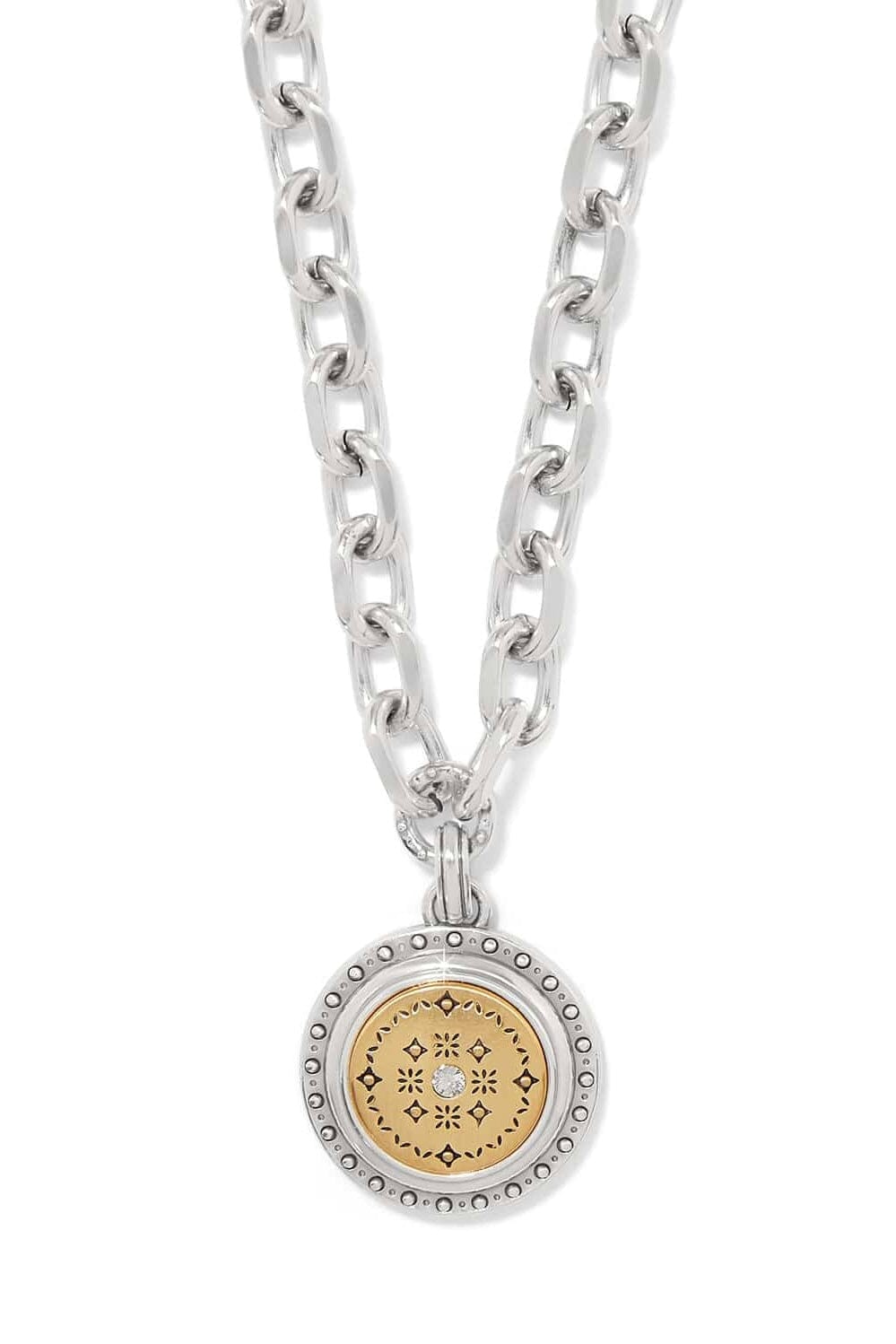 Mosaic Round Two Tone Pendant Necklace BJEWELRY Brighton Collectables 