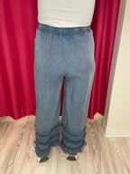 Elastic Waist Band w/String & Ruffle Bottom Pants BOTTOMS BLUEVELVET 