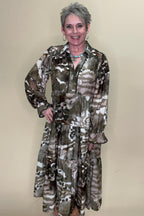 Abstract Print Collared Midi Dress DRESS:~~Unassigned~~ UMGEE 