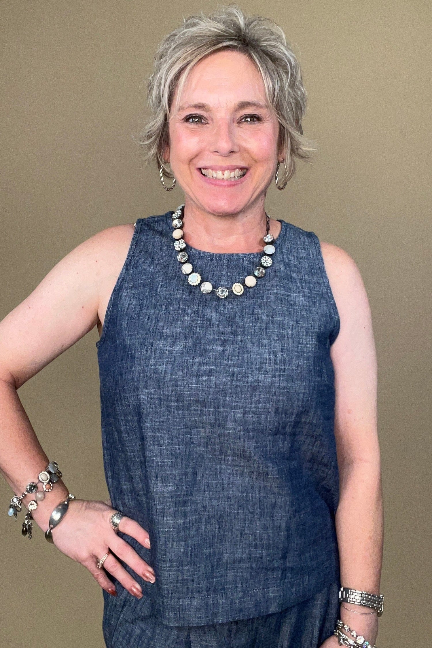 Chambray Mix Stevie Tank MISSY TOP SPECIAL NIC+ZOE 