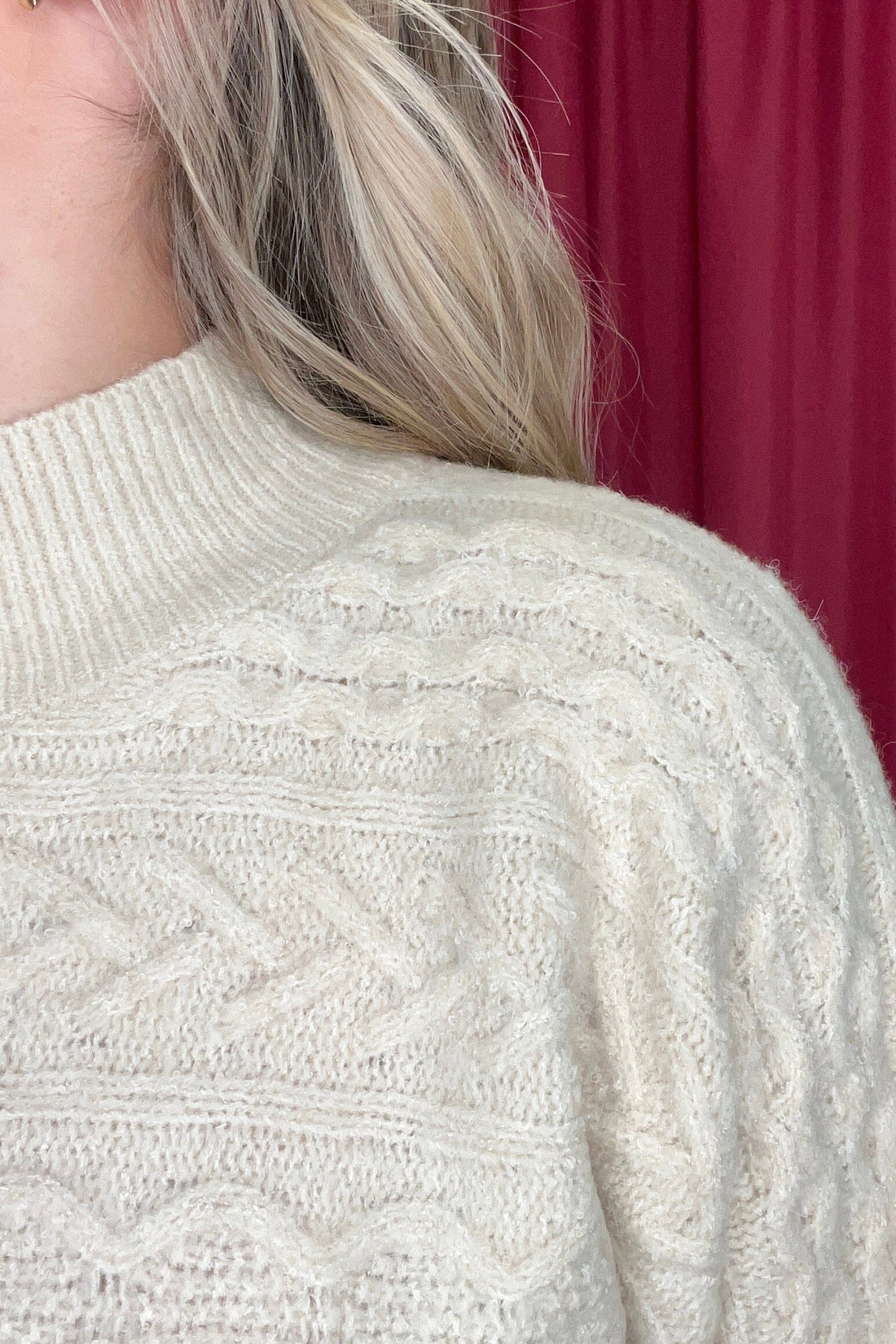 Cozy Brushed Cable Knit Cropped Sweater SWEATER ALLIE &amp; ROSE 