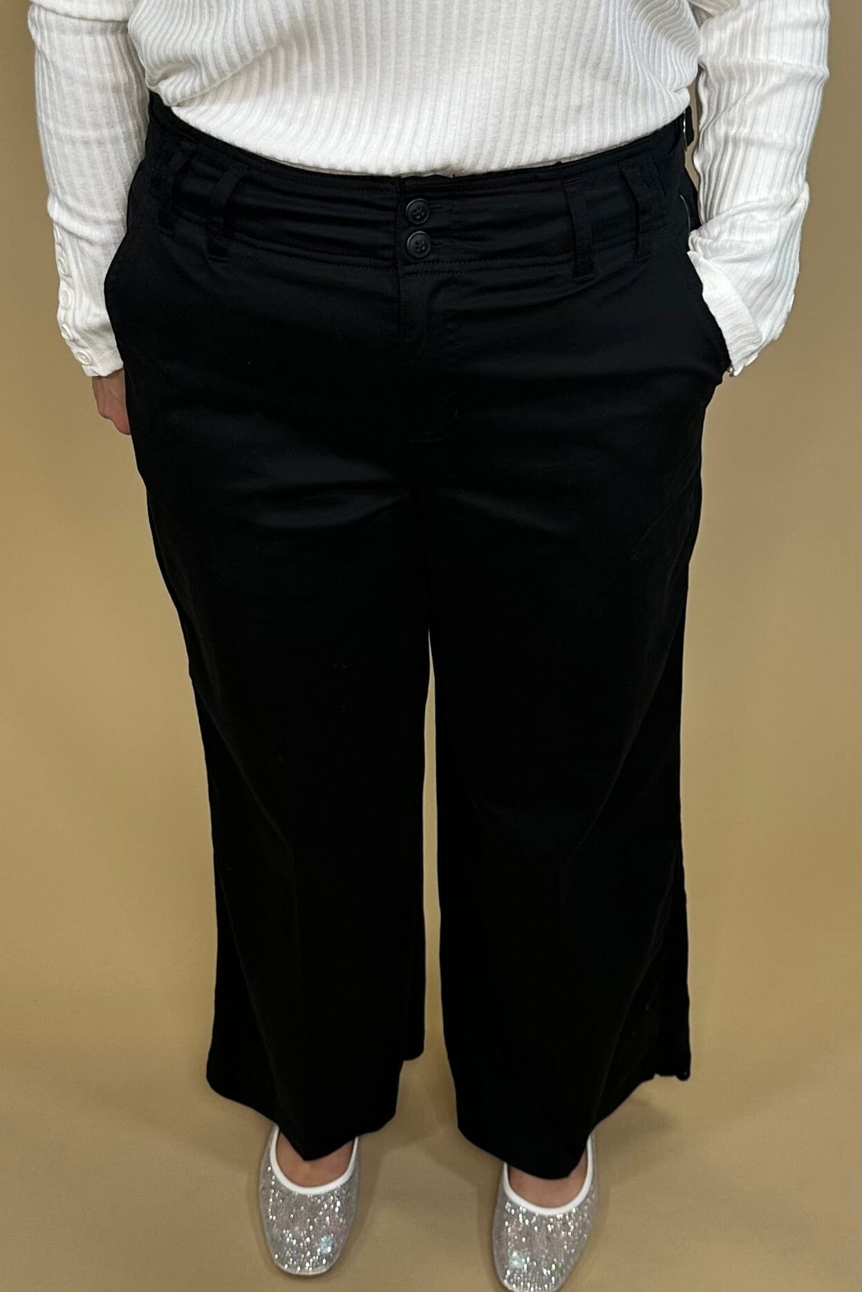 High Rise Cinch Waist Wide Leg 28" Inseam BOTTOMS LIVERPOOL 