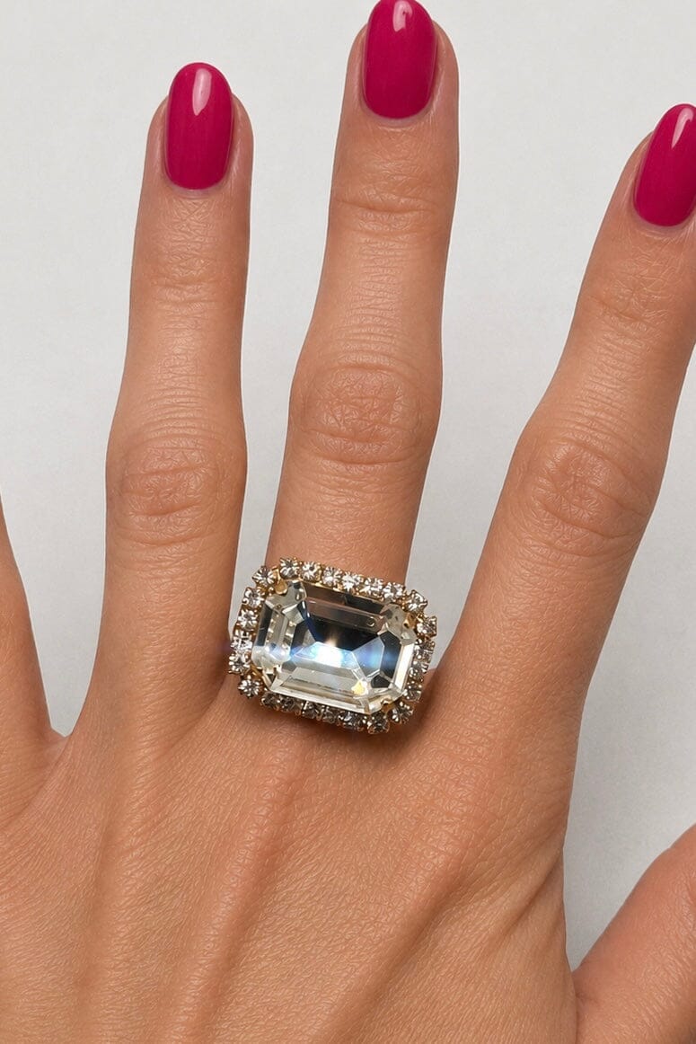 Extra Luxurious Halo Emerald Cut Ring in "On a Clear Day" - Yellow Gold BETTERBRANDJEWELRY MICHALSMARIANA