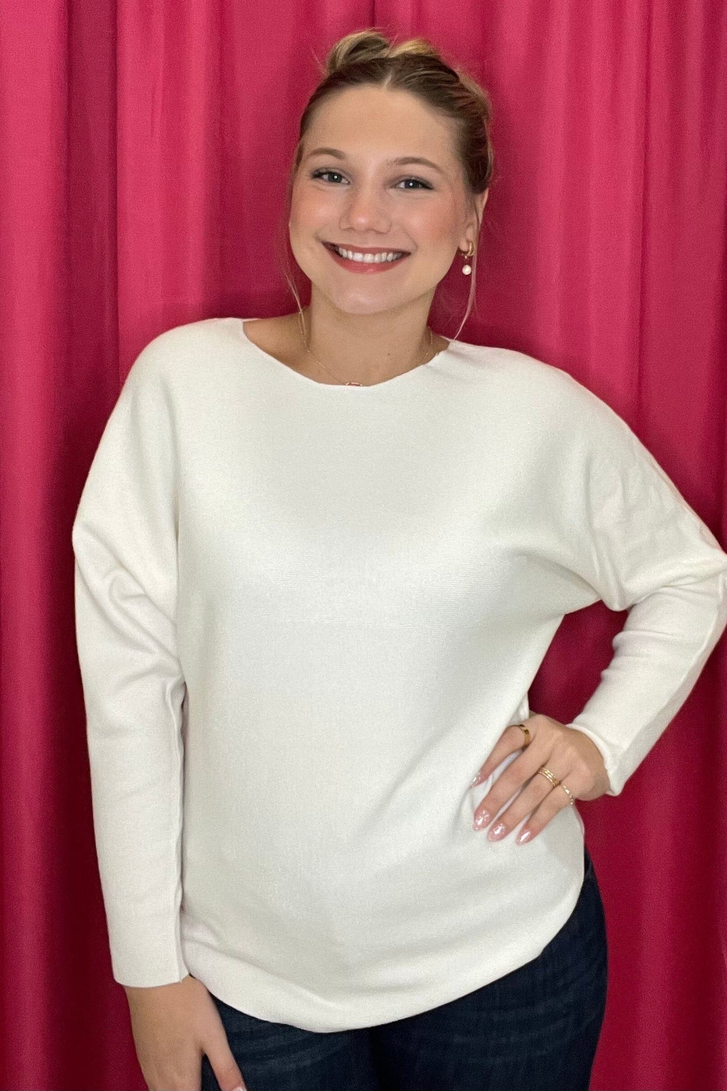 3/4 Sleeve Scoop Neck Sweater MISSY TOP SPECIAL KEREN HART 