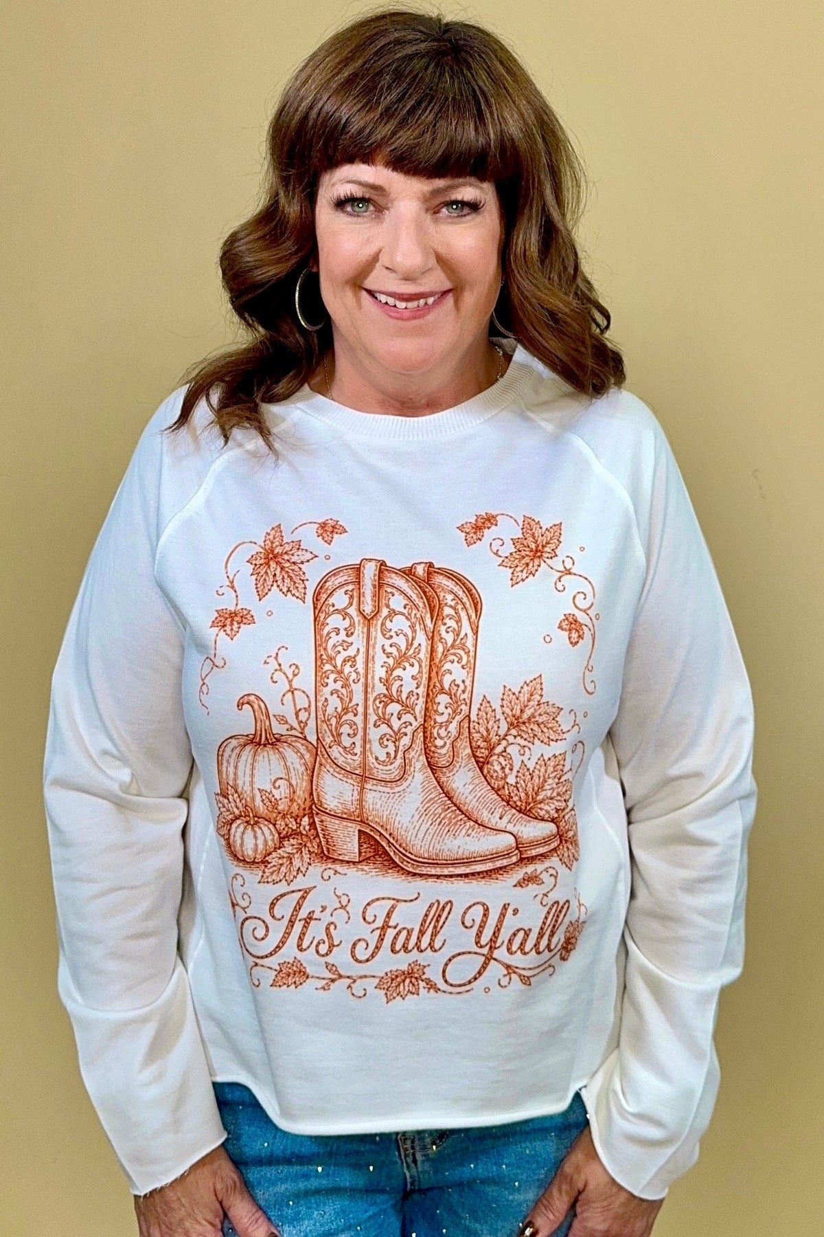 It's Fall Y'all Edgy Graphic L/S MISSY BASIC KNIT:~~Unassigned~~ SUGAR STITCH 