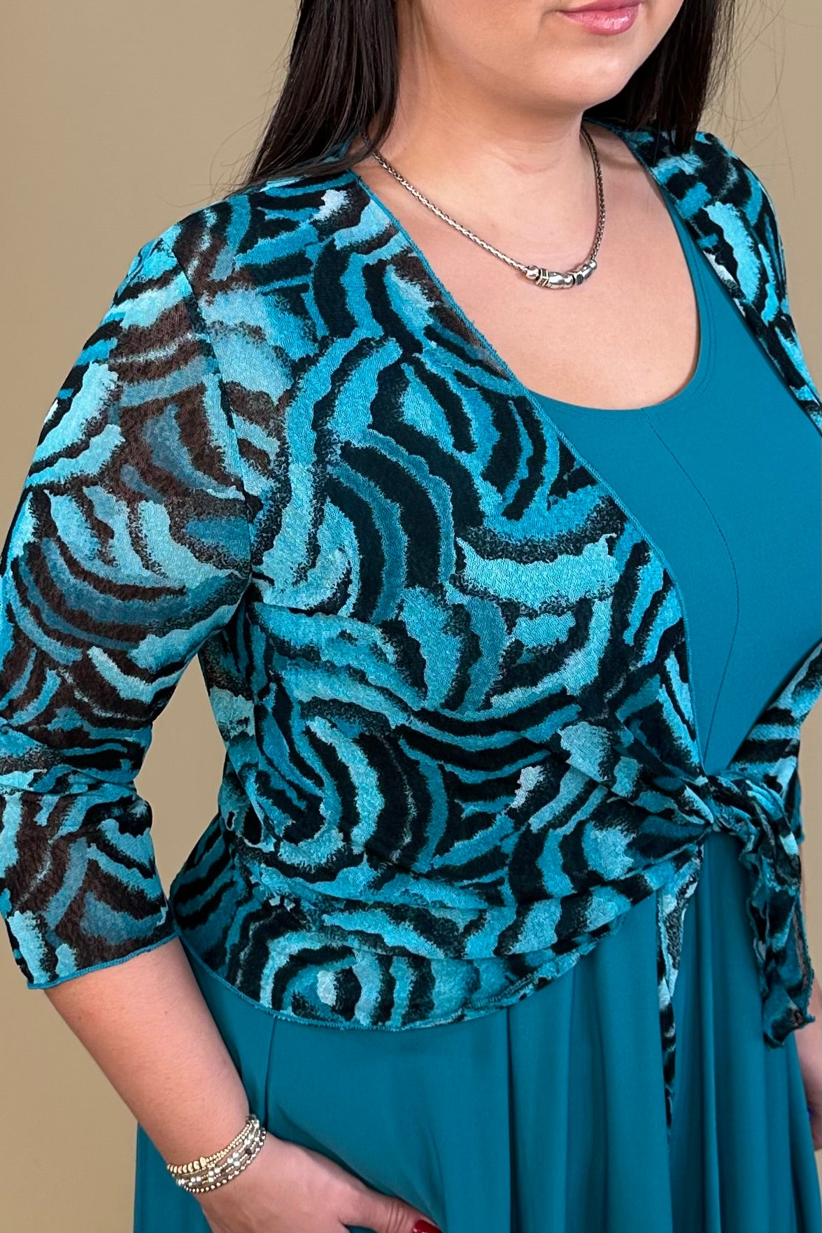 Turquoise Roses Lightweight Shrug