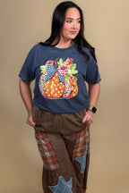 Floral Pumpkin Fall Graphic Tee MISSY BASIC KNIT:~~Unassigned~~ SUGAR STITCH 